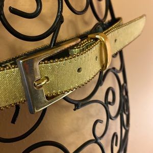 Vintage Elite Fresno California gold shimmery metallic belt